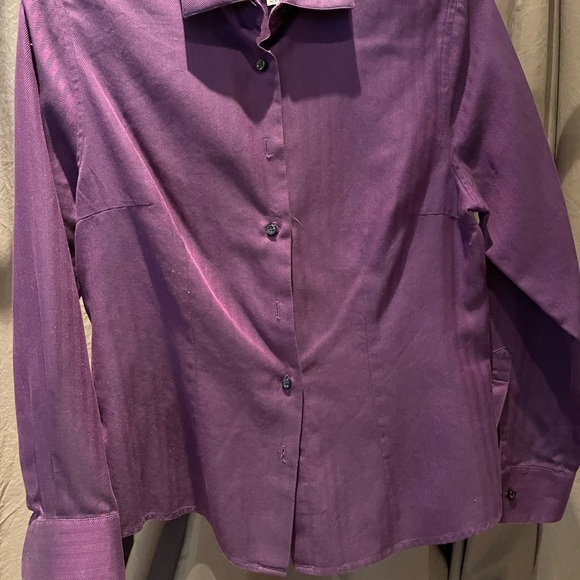 Beautiful 100% cotton, deep purple herringbone-textured blouse by Zena. - Picture 1 of 4